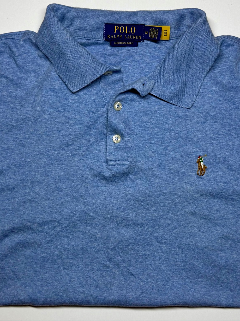 Polo Ralph Lauren Men’s Custom Slim Fit Short Sleeve Polo Shirt Blue Heather